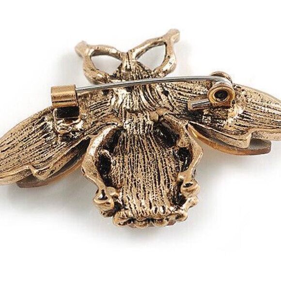 🐝 NEW antique style sweet purple honeybee crystal brooch 🐝 - Picture 3 of 4